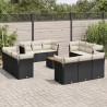 Set de sofás de jardín y cojines 13 pzas ratán sintético negro 1
