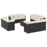 13 pcs conjunto de sofás de jardim com almofadões vime PE preto 2