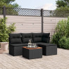 5 pcs conjunto sofás de jardim com almofadões vime PE preto 1