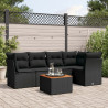 6 pcs conjunto sofás de jardim c/ almofadões vime PE preto 1
