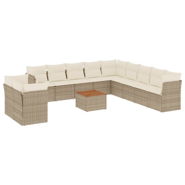 Set de sofás de jardín 12 pzas y cojines ratán sintético marrón M 2