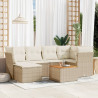 7 pcs conjunto de sofás p/ jardim com almofadões vime PE bege 1