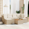 7 pcs conjunto de sofás p/ jardim com almofadões vime PE bege 1