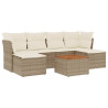 Set sofás de jardín 7 piezas y cojines ratán sintético beige 2