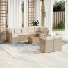 Juego de sofás jardín con cojines beige 10 pzas ratán sintético 1