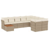 Juego de sofás jardín con cojines beige 10 pzas ratán sintético 2