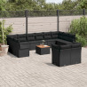 Set de sofás de jardín y cojines 13 pzas ratán sintético negro 1