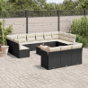 Set sofás de jardín 14 pzas con cojines ratán sintético negro 1