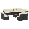 13 pcs conjunto de sofás de jardim com almofadões vime PE preto 2