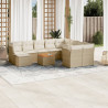 Set de sofás de jardín 11pzas con cojines ratán sintético beige 1