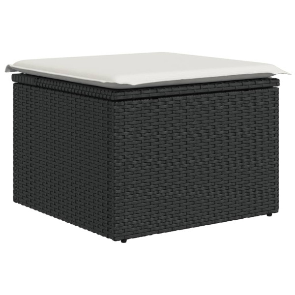 12 pcs conjunto de sofás de jardim c/ almofadões vime PE preto M 3