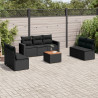 Set de sofás de jardín 8 piezas y cojines ratán sintético negro 1