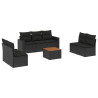 8 pcs conjunto sofás de jardim com almofadões vime PE preto 2