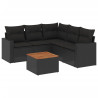 6 pcs conjunto sofás de jardim c/ almofadões vime PE preto 2