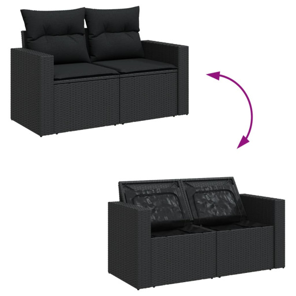 Set de sofás de jardín 8 piezas y cojines ratán sintético negro M 4