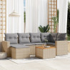7 pcs conj. sofás jardim c/ almofadões vime PE bege misturado 1