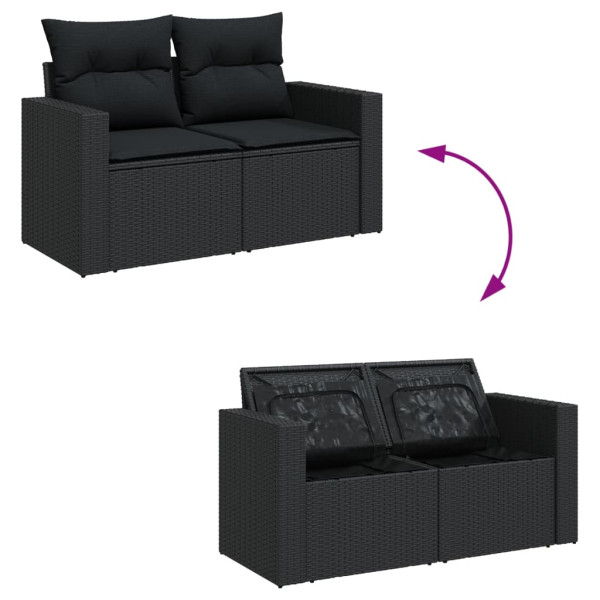 Set de sofás de jardín 10 pzas cojines ratán sintético negro M 3