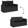 10 pcs conjunto sofás de jardim c/ almofadões vime PE preto 3