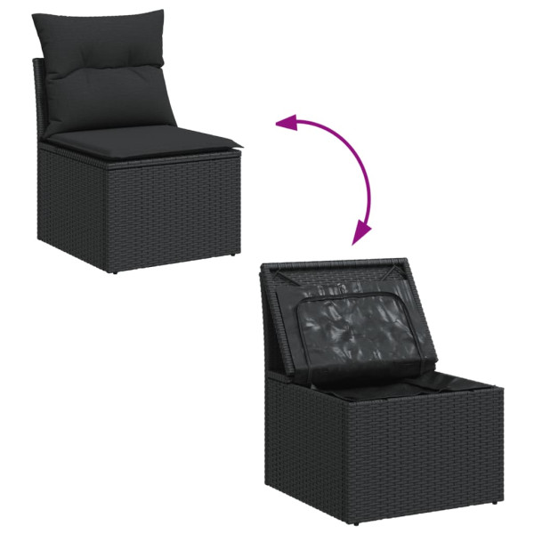 12 pcs conjunto de sofás de jardim c/ almofadões vime PE preto M 3