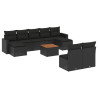 10 pcs conjunto sofás de jardim c/ almofadões vime PE preto 2
