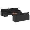 11 pcs conjunto sofás de jardim c/ almofadões vime PE preto 2