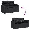 11 pcs conjunto sofás de jardim c/ almofadões vime PE preto 3