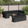 14 pcs conjunto de sofás p/ jardim c/ almofadões vime PE preto 1