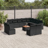 Set de sofás de jardín y cojines 13 pzas ratán sintético negro 1