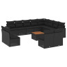 13 pcs conjunto de sofás de jardim com almofadões vime PE preto 2