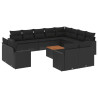 13 pcs conjunto de sofás de jardim com almofadões vime PE preto 2