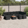 Set de sofás de jardín 10 pzas cojines ratán sintético negro 1