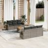 Set de sofás de jardín 7 piezas con cojines ratán PE gris 1