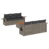 7 pcs conjunto sofás p/ jardim c/ almofadões vime PE cinzento 2