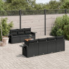Set de sofás de jardín 8 piezas y cojines ratán sintético negro 1