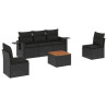 6 pcs conjunto sofás de jardim c/ almofadões vime PE preto 2