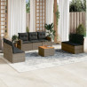 Set de sofás de jardín 8 pzas y cojines ratán sintético gris 1