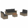 8 pcs conjunto sofás de jardim c/ almofadões vime PE cinzento 2