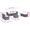 8 pcs conjunto sofás de jardim c/ almofadões vime PE cinzento 3