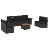 Set de sofás de jardín 8 piezas y cojines ratán sintético negro 2