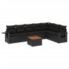 8 pcs conjunto sofás de jardim com almofadões vime PE preto 2