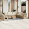 Set de sofás de jardín 12 pzas y cojines ratán sintético marrón 1