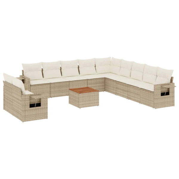 Set de sofás de jardín 12 pzas y cojines ratán sintético marrón M 2