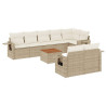 Set de sofás de jardín 9 pzas con cojines ratán sintético beige 2