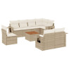 9 pcs conjunto de sofás p/ jardim com almofadões vime PE bege 2