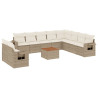 Set de sofás de jardín 11pzas con cojines ratán sintético beige 2