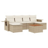 Set sofás de jardín 7 piezas y cojines ratán sintético beige 2
