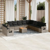 Set de sofás de jardín 12 pzas con cojines ratán sintético gris 1