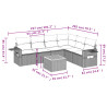 7 pcs conjunto sofás p/ jardim c/ almofadões vime PE cinzento 3
