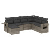 Set de sofás de jardín 7 piezas con cojines ratán PE gris 2