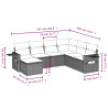 7 pcs conjunto sofás p/ jardim c/ almofadões vime PE cinzento 3